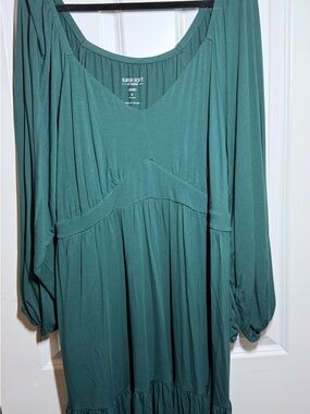 Torrid Super Soft Dark Green Long Sleeve V-Neck Dress